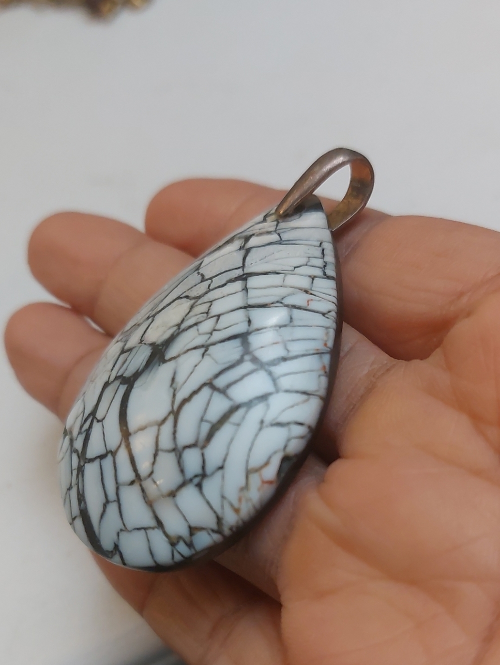 MOP Shell Mosaic Inlay Large Teardrop Shaped Pendant - Picture 2 of 5